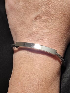 Vintage Signed Anson Silver Tone Blank ID Bracelet